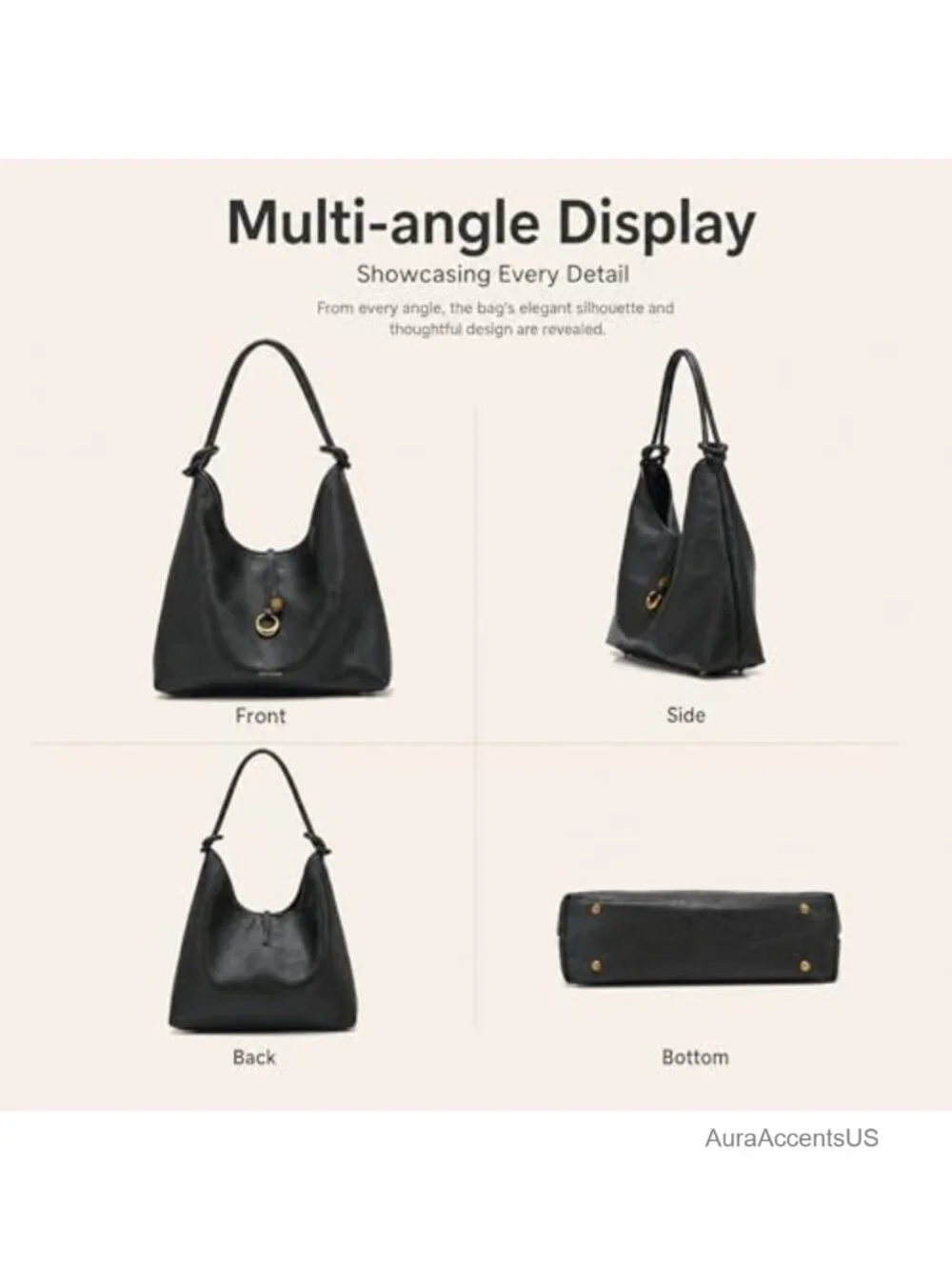 2-in-1 Hobo Shoulder Bag with Detachable Pouch, Faux Leather Purse Set